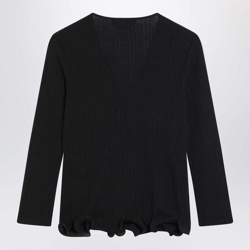 Fendi Fendi Black Wool Pullover With Logo Embroidery Size L / US 10 / IT 46 - 2 Thumbnail