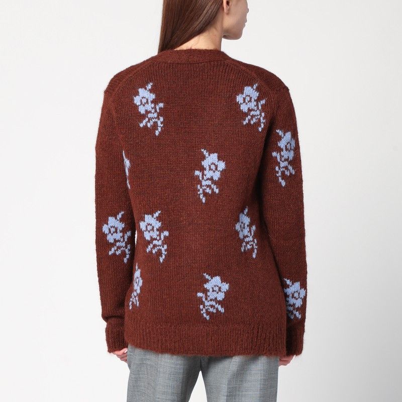 Jil Sander Jil Sander Brown Cardigan With Floral Inlay Size XS / US 0-2 / IT 36-38 - 2 Thumbnail