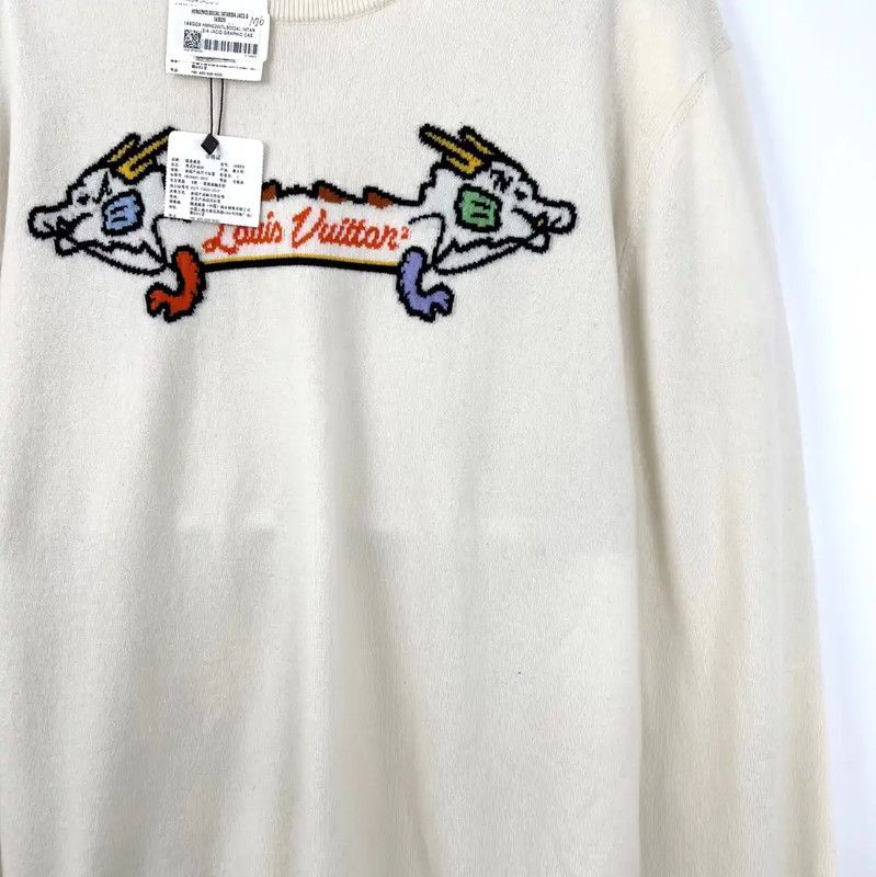 Louis Vuitton Louis Vuitton Men's Cream Long Sleeve Knitwear 0089 Size US XXL / EU 58 / 5 - 4 Thumbnail