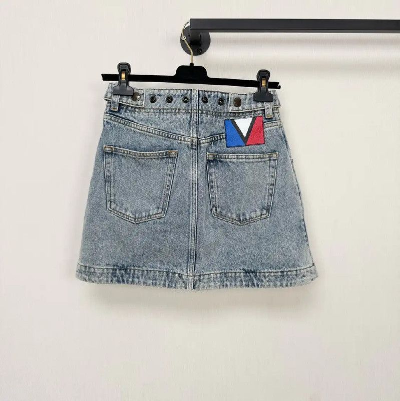 Louis Vuitton Louis Vuitton Light Blue Denim Mini Skirt 0089 Size 22" - 2 Thumbnail