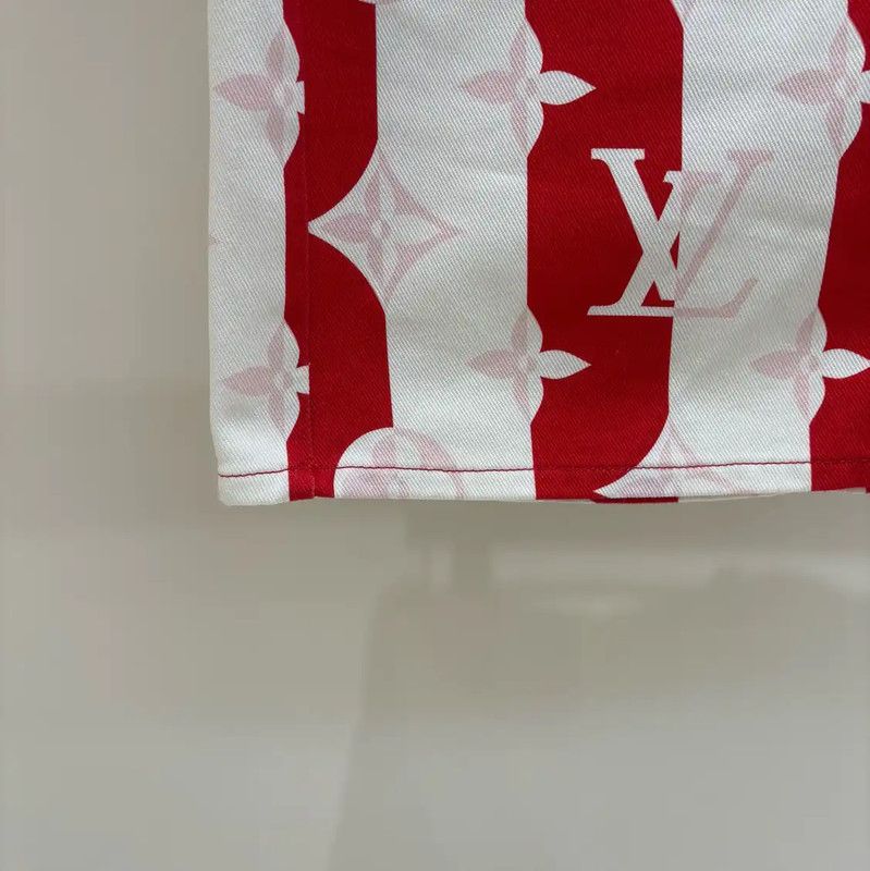 Louis Vuitton Louis Vuitton Red Monogram Cotton Skirt 0089 Size 23" - 5 Thumbnail