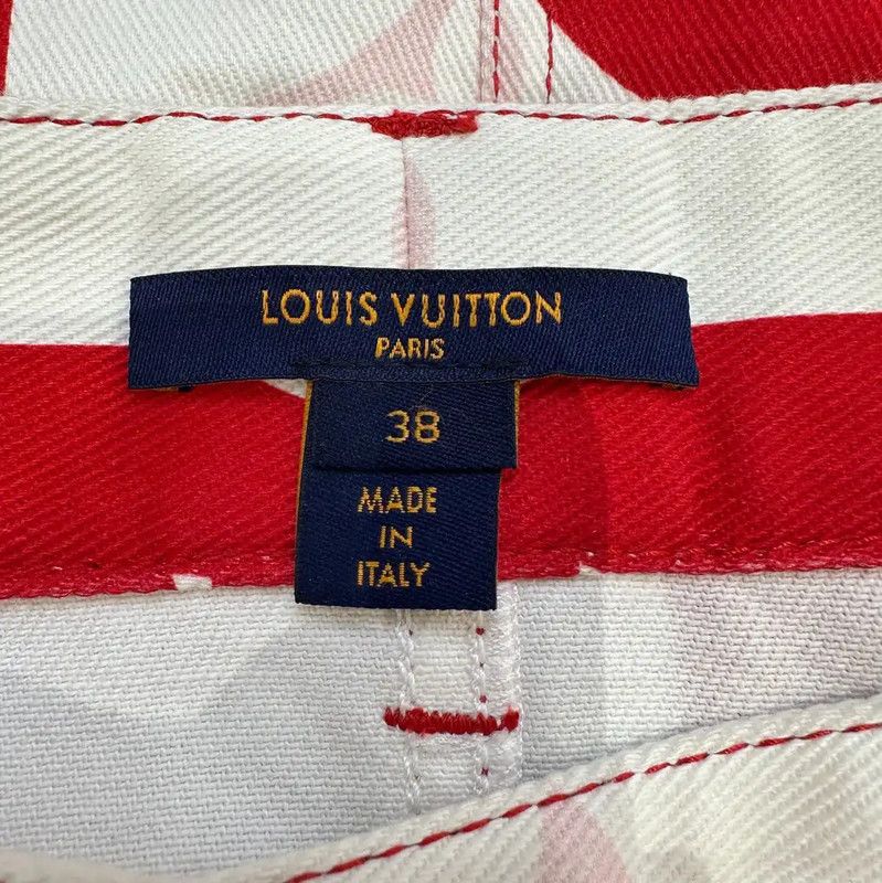 Louis Vuitton Louis Vuitton Red Monogram Cotton Skirt 0089 Size 23" - 7 Thumbnail