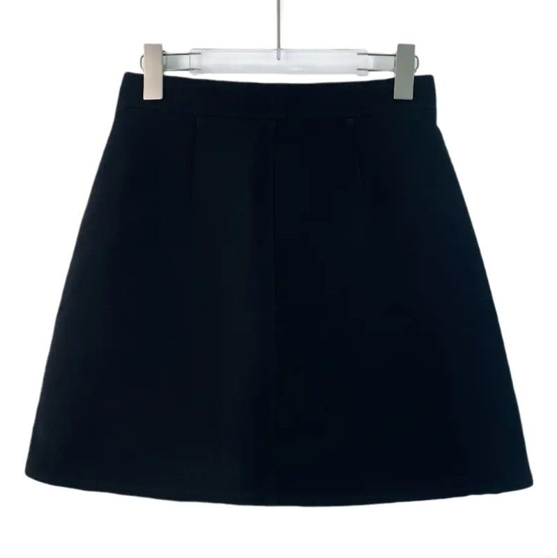 Louis Vuitton Louis Vuitton Black Wool Skirt for Women 0089 Size 23" - 2 Thumbnail
