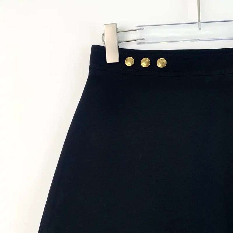 Louis Vuitton Louis Vuitton Black Wool Skirt for Women 0089 Size 23" - 3 Thumbnail