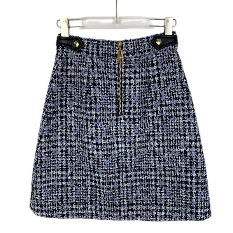 Louis Vuitton Louis Vuitton Blue Wool Women's Skirt 0089 Size 22" - 2 Thumbnail