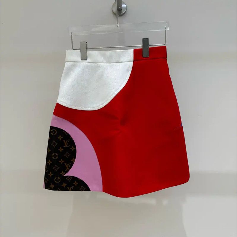 Louis Vuitton Louis Vuitton Red Wool A-Line Skirt 0089 Size 23" - 2 Thumbnail