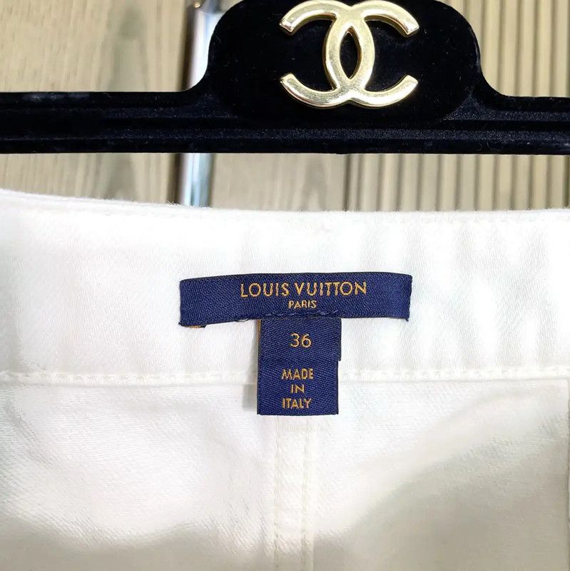 Louis Vuitton Louis Vuitton White Cotton A-Line Skirt 0089 Size 23" - 9 Thumbnail
