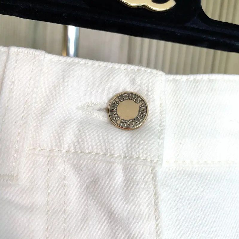 Louis Vuitton Louis Vuitton White Cotton A-Line Skirt 0089 Size 23" - 6 Thumbnail
