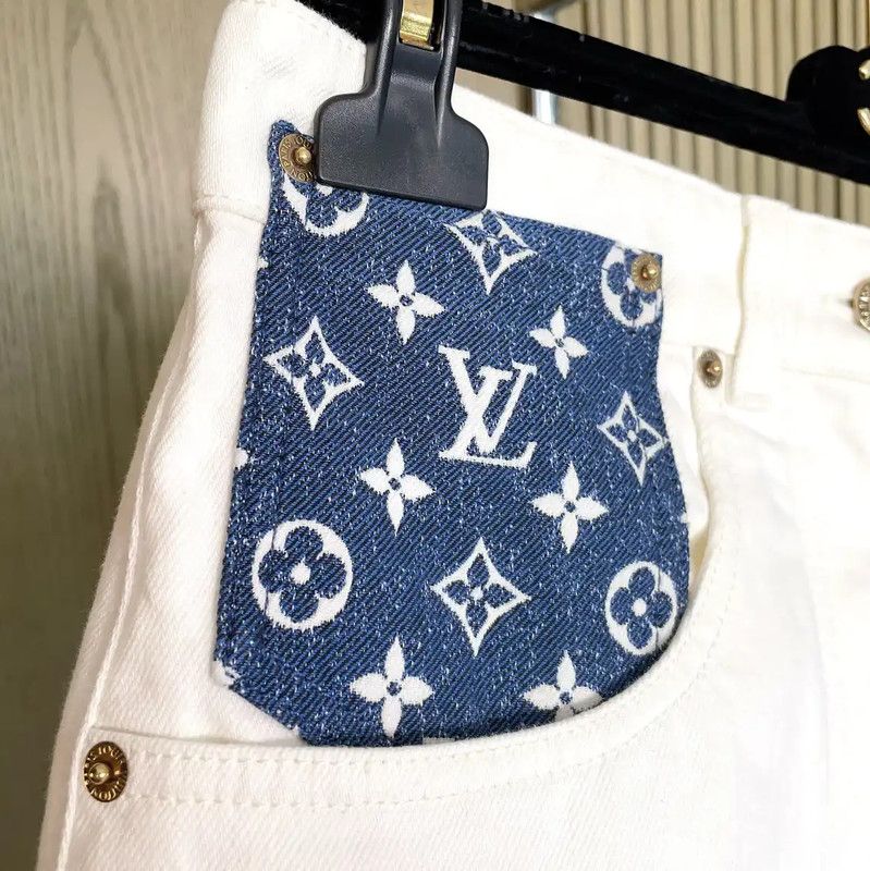 Louis Vuitton Louis Vuitton White Cotton A-Line Skirt 0089 Size 23" - 5 Thumbnail