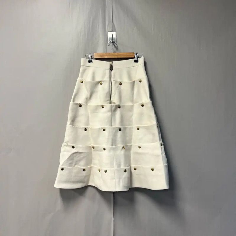 Louis Vuitton Louis Vuitton Cream Wool Midi Skirt 0089 Size 28" / US 6 / IT 42 - 2 Thumbnail