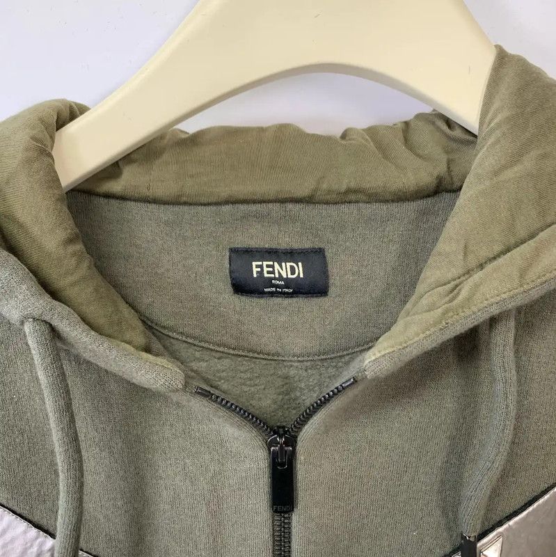 Fendi Fendi Men's Olive Green Zip-Up Hoodie Jacket 0089 Size US M / EU 48-50 / 2 - 3 Thumbnail