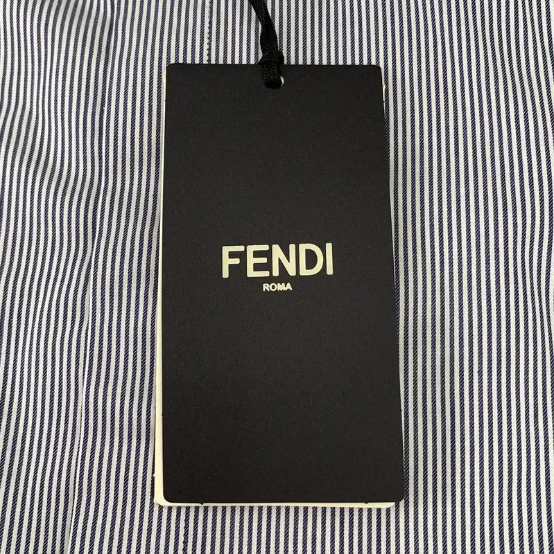 Fendi Fendi Blue Cotton Long Sleeve Shirt 0089 Size US M / EU 48-50 / 2 - 7 Thumbnail