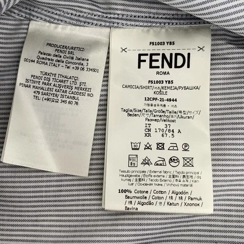 Fendi Fendi Blue Cotton Long Sleeve Shirt 0089 Size US M / EU 48-50 / 2 - 8 Thumbnail