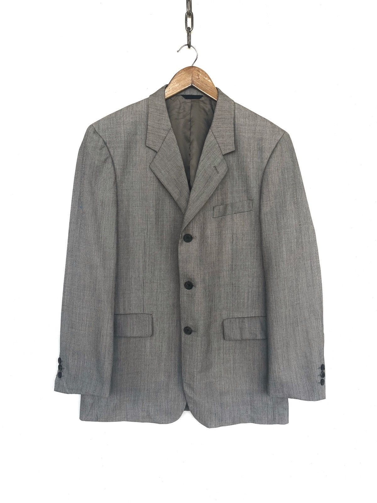 Yohji Yamamoto Yohji Yamamoto Small Checked Wool Blend Button Blazer Jacket Size US M / EU 48-50 / 2 - 2 Thumbnail