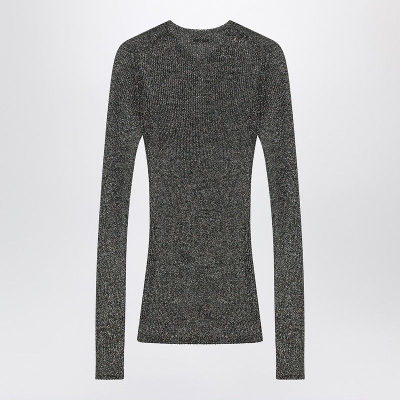 Miu Miu Miu Miu Gray Long-Sleeve Shirt In Lurex Size M / US 6-8 / IT 42-44 - 2 Thumbnail