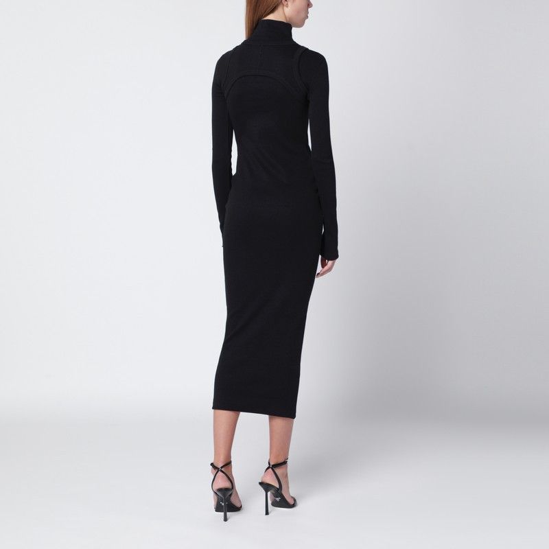 Off-White Off-White Black Cotton Midi Dress With Logo Size S / US 4 / IT 40 - 2 Thumbnail