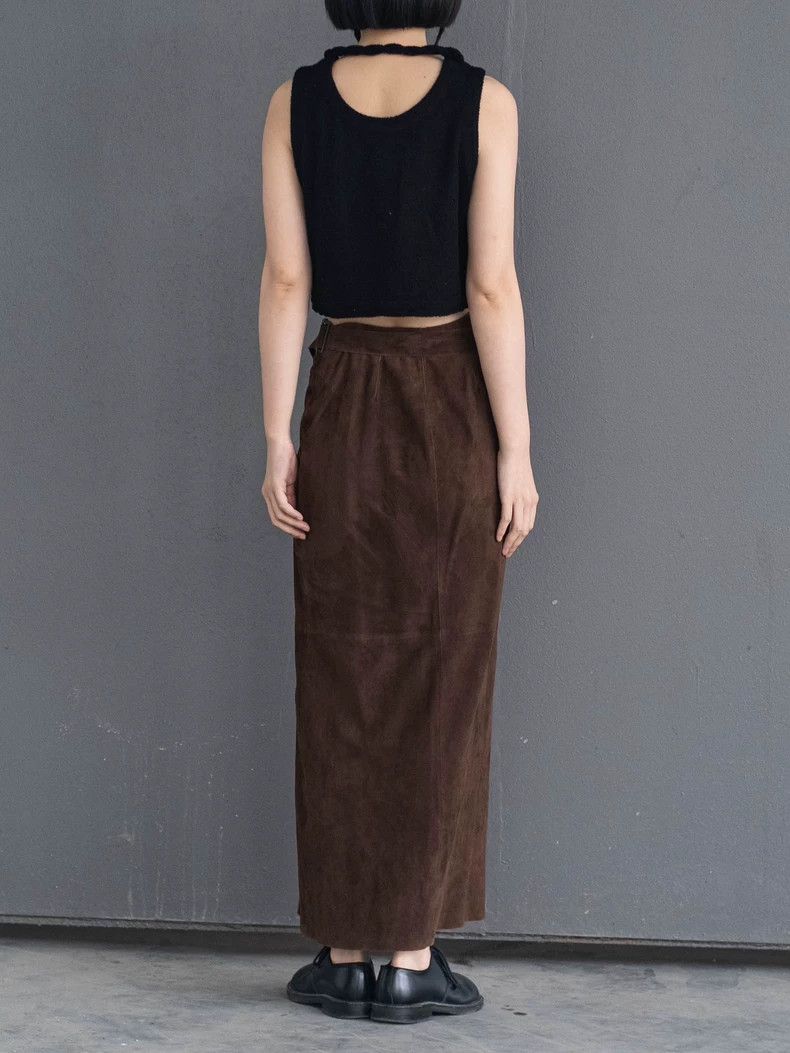 Kenzo KENZO 1980s Vintage Brown Leather Wrap Skirt - dmc Size US 30 / EU 46 - 4 Thumbnail