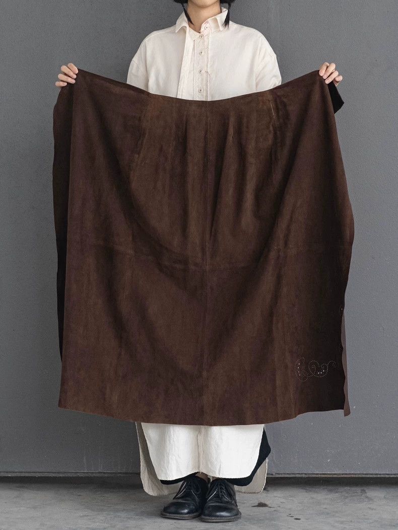 Kenzo KENZO 1980s Vintage Brown Leather Wrap Skirt - dmc Size US 30 / EU 46 - 2 Thumbnail