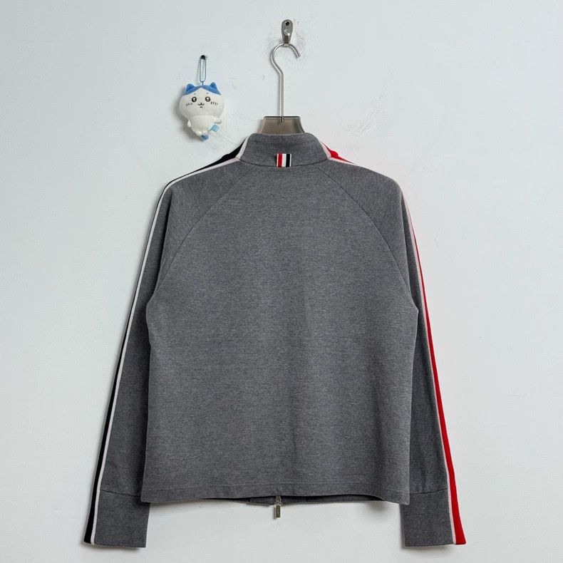 Thom Browne Thom Browne Gray Zip Jacket with Stripes - dmc Size US M / EU 48-50 / 2 - 3 Thumbnail