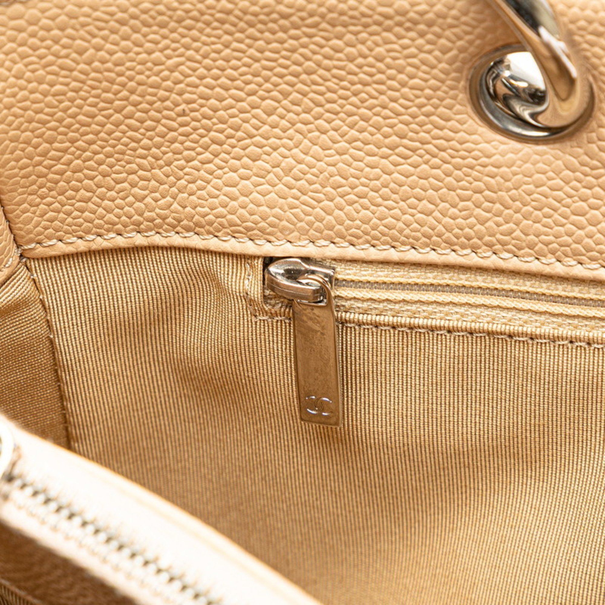 Chanel CHANEL Matelasse Coco Mark Chain Tote Bag in Beige Caviar Leather for Women Size ONE SIZE - 7 Thumbnail