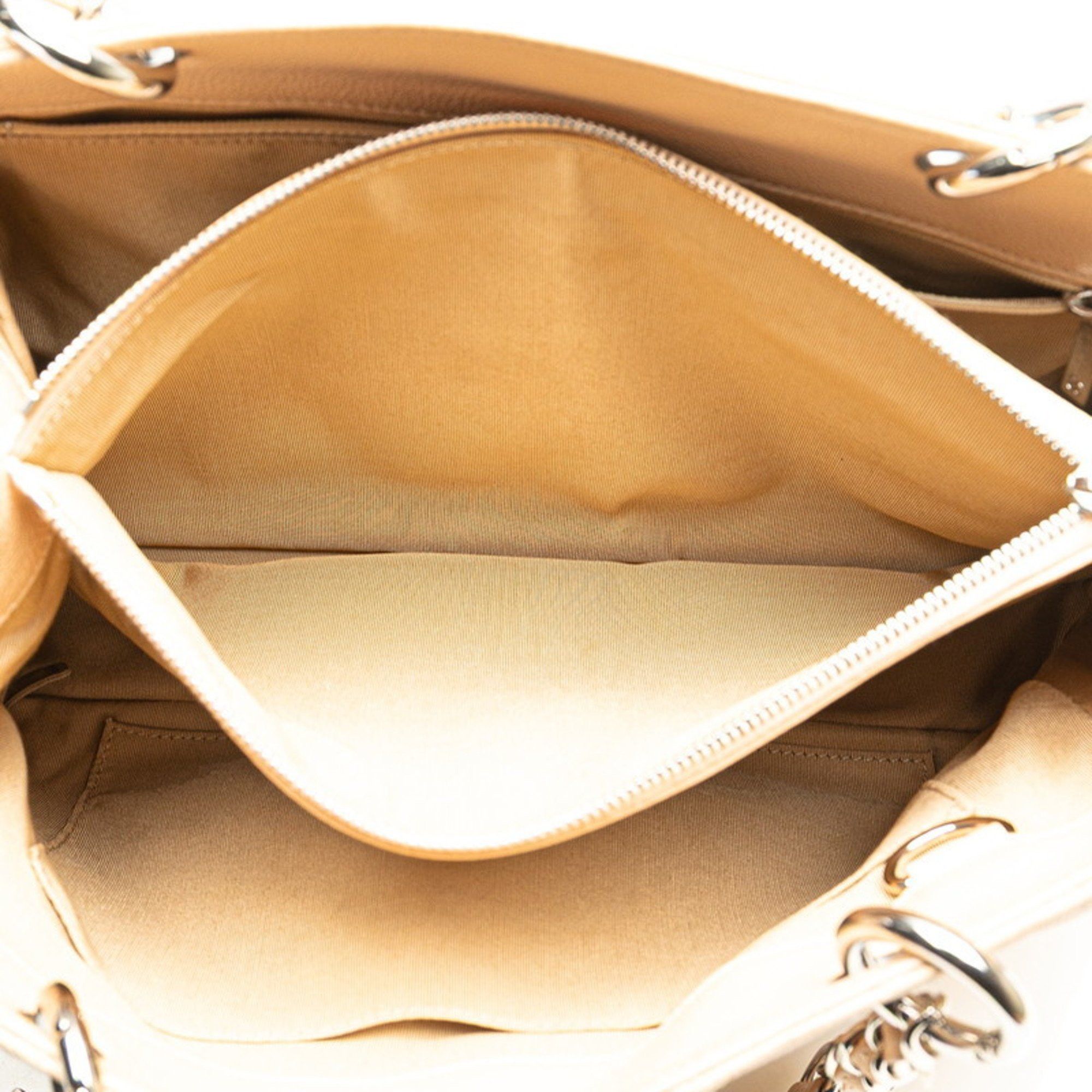 Chanel CHANEL Matelasse Coco Mark Chain Tote Bag in Beige Caviar Leather for Women Size ONE SIZE - 6 Thumbnail