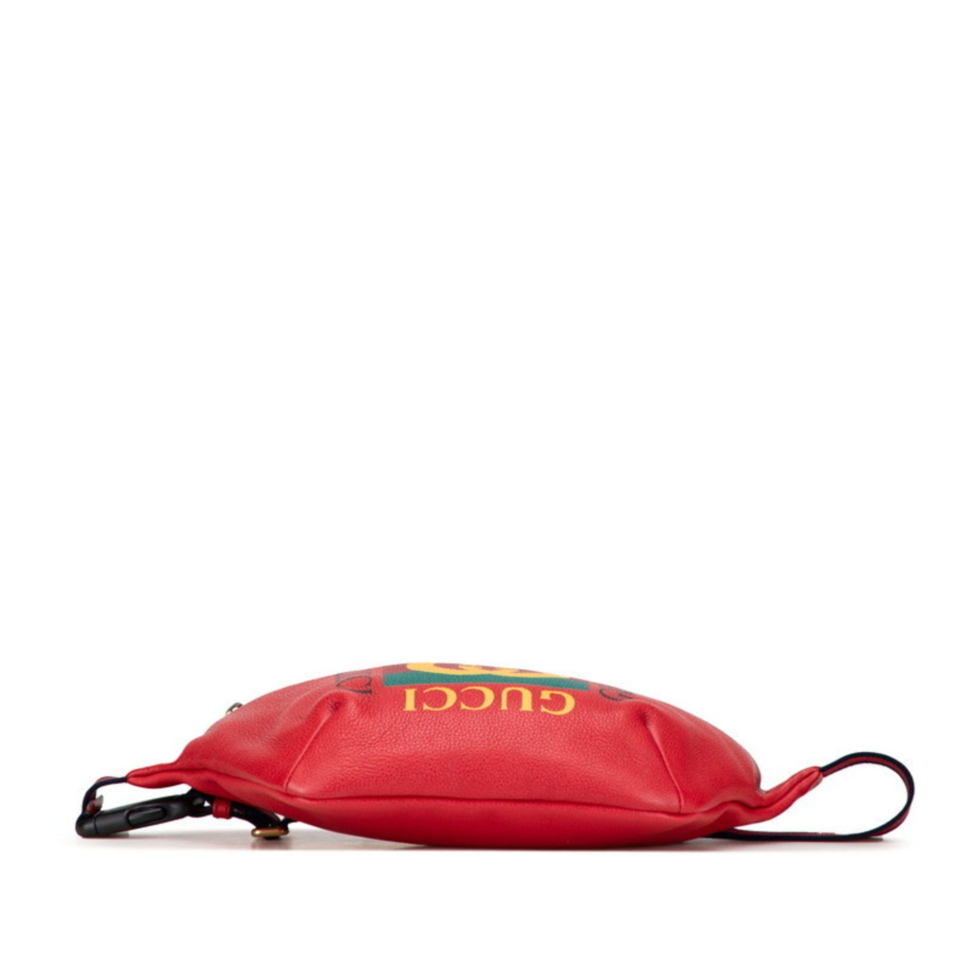 Gucci Gucci logo print Sherry line waist bag/body bag 530412 red leather women's GUCCI Size ONE SIZE - 3 Thumbnail