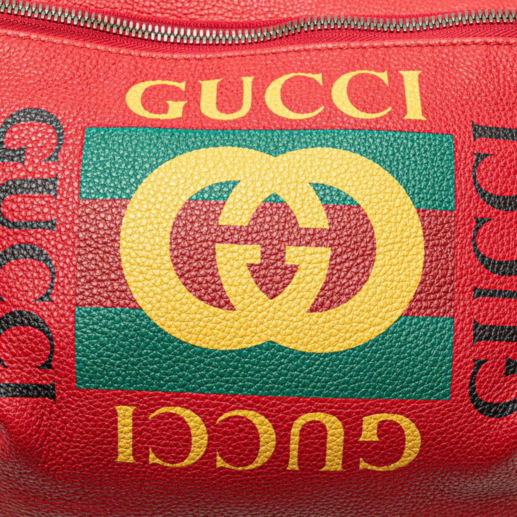 Gucci Gucci logo print Sherry line waist bag/body bag 530412 red leather women's GUCCI Size ONE SIZE - 4 Thumbnail
