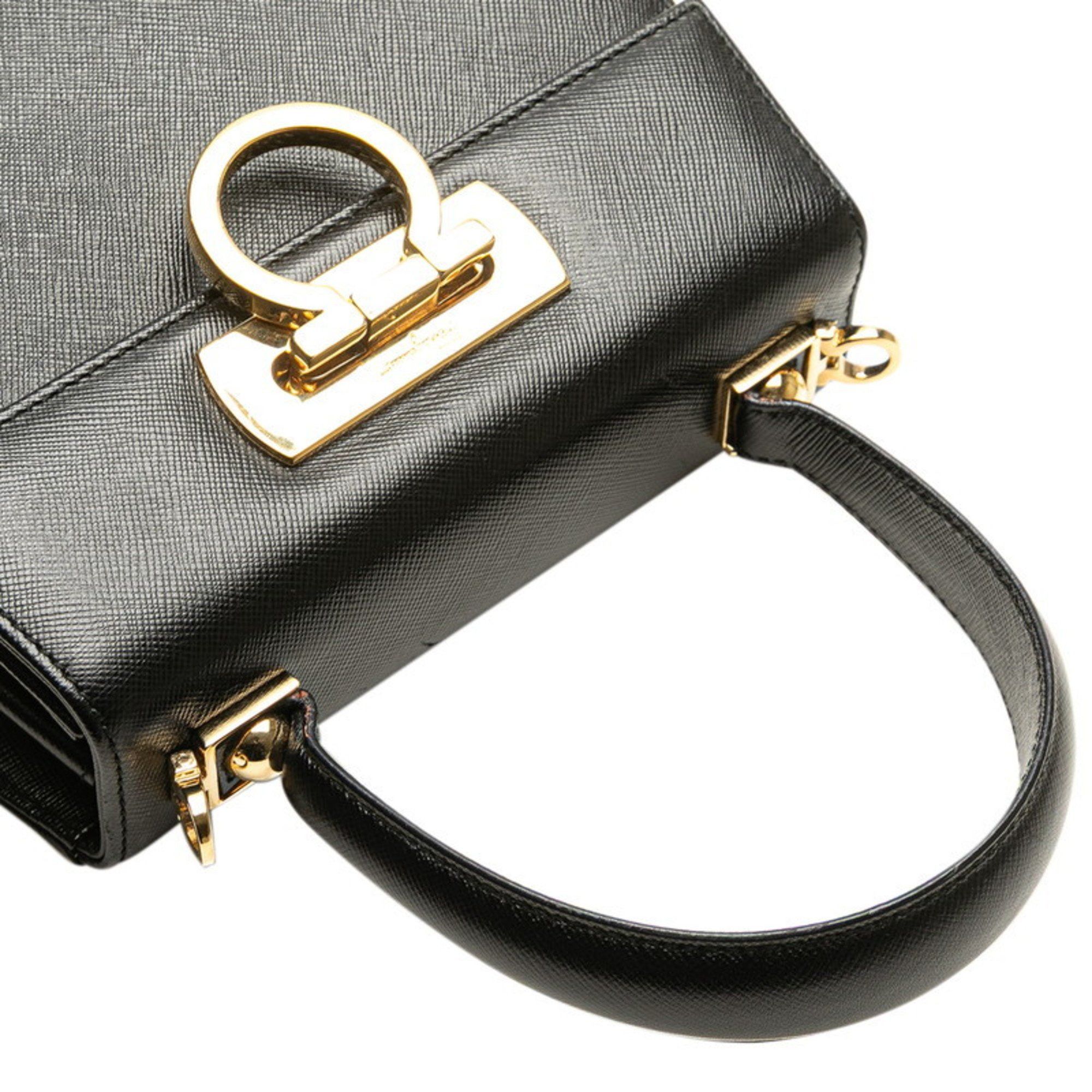 Salvatore Ferragamo Salvatore Ferragamo Gancini handbag/shoulder bag, 2-way, black leather, women's. Size ONE SIZE - 5 Thumbnail