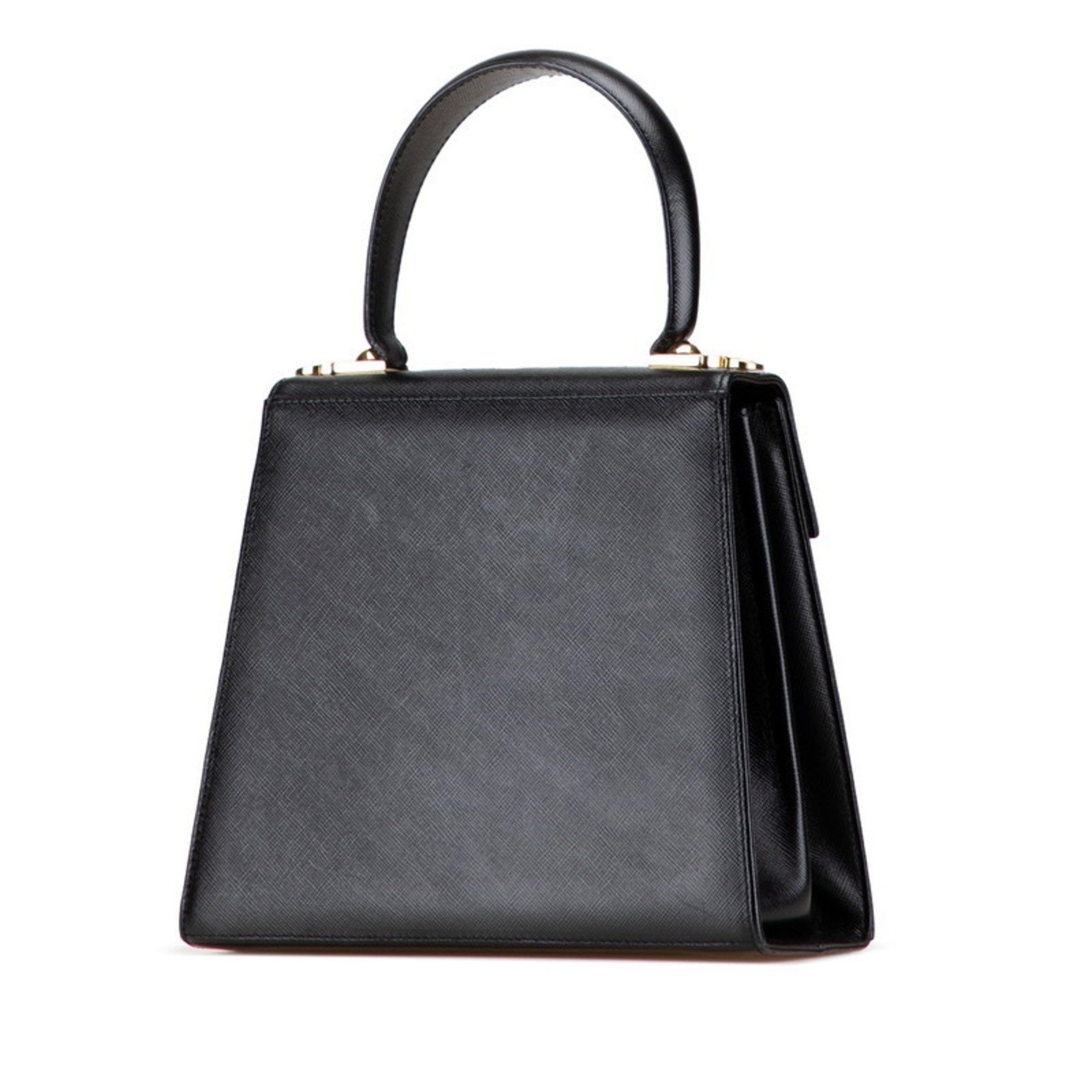 Salvatore Ferragamo Salvatore Ferragamo Gancini handbag/shoulder bag, 2-way, black leather, women's. Size ONE SIZE - 2 Thumbnail