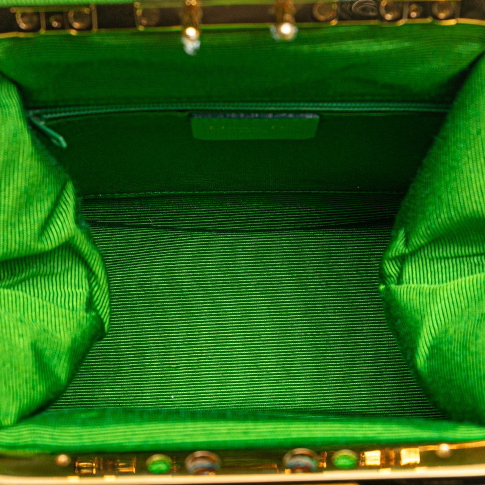 Dior Christian Dior Dior 2-way handbag/shoulder bag in blue/green satin and canvas for women. Size ONE SIZE - 7 Thumbnail