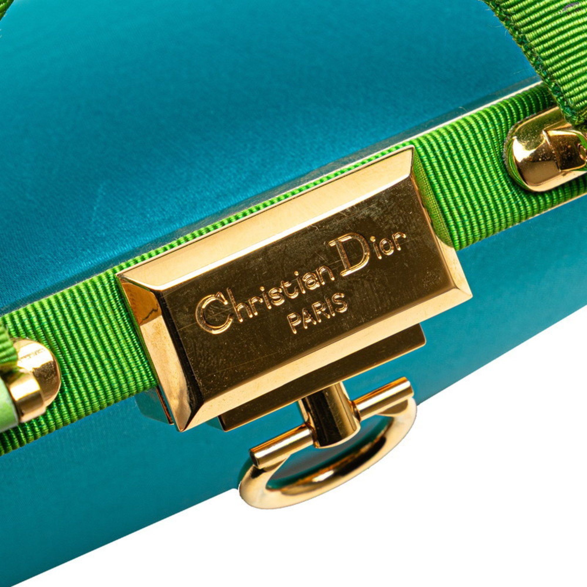 Dior Christian Dior Dior 2-way handbag/shoulder bag in blue/green satin and canvas for women. Size ONE SIZE - 5 Thumbnail