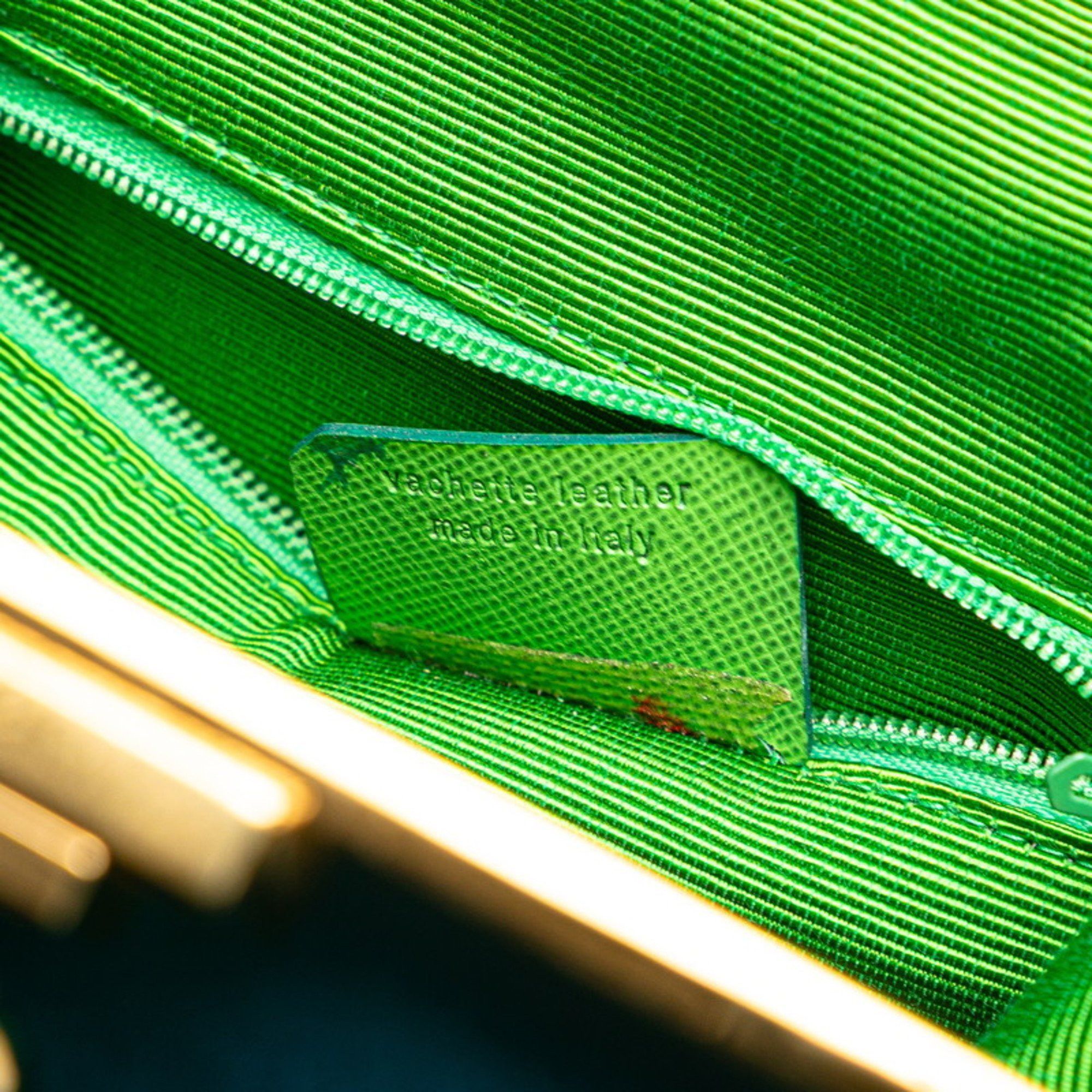 Dior Christian Dior Dior 2-way handbag/shoulder bag in blue/green satin and canvas for women. Size ONE SIZE - 9 Thumbnail