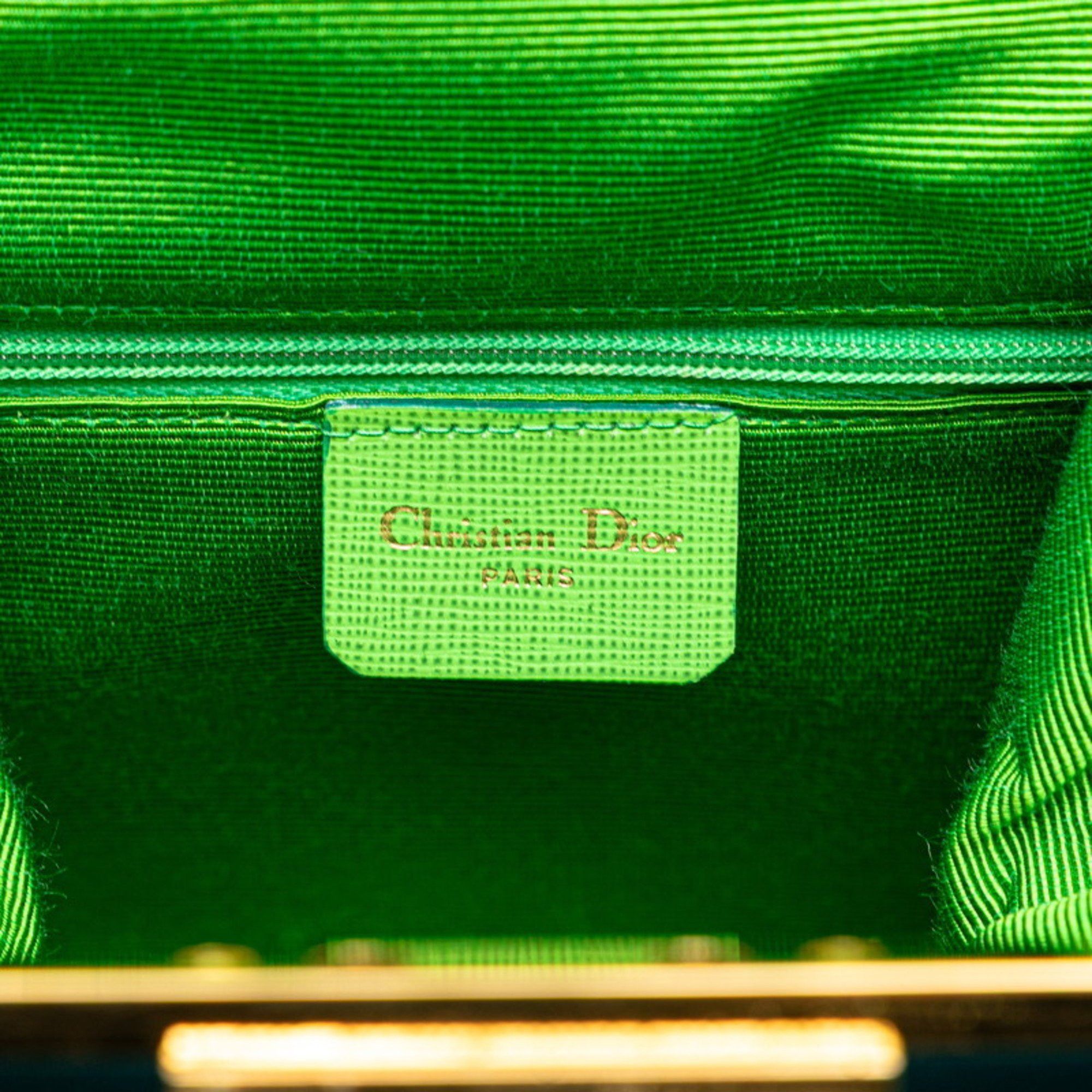 Dior Christian Dior Dior 2-way handbag/shoulder bag in blue/green satin and canvas for women. Size ONE SIZE - 8 Thumbnail