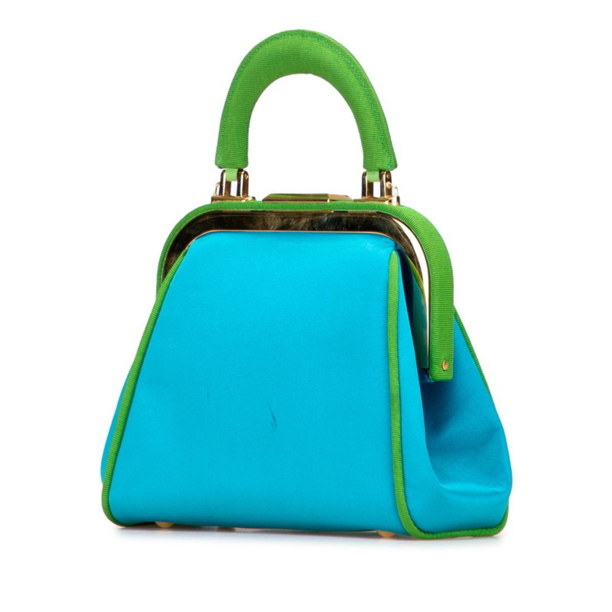 Dior Christian Dior Dior 2-way handbag/shoulder bag in blue/green satin and canvas for women. Size ONE SIZE - 2 Thumbnail
