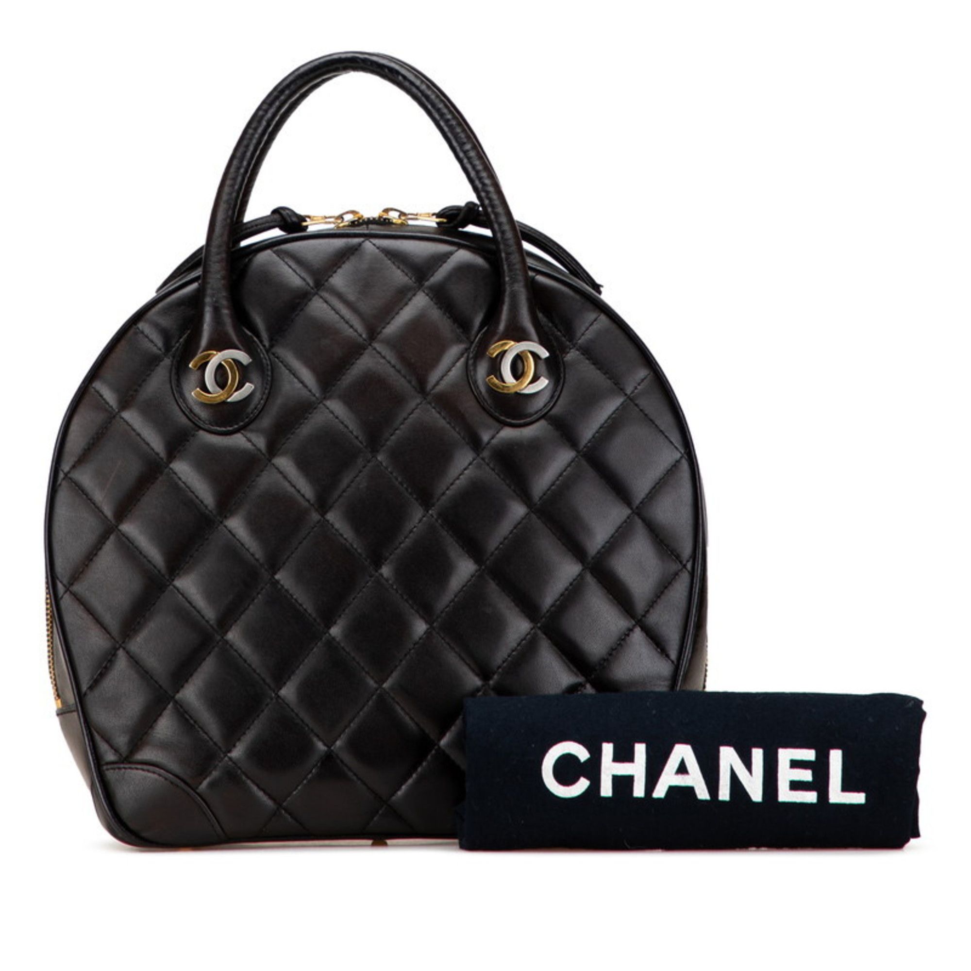 Chanel CHANEL Matelasse Coco Mark Handbag in Black Lambskin for Women Size ONE SIZE - 11 Thumbnail