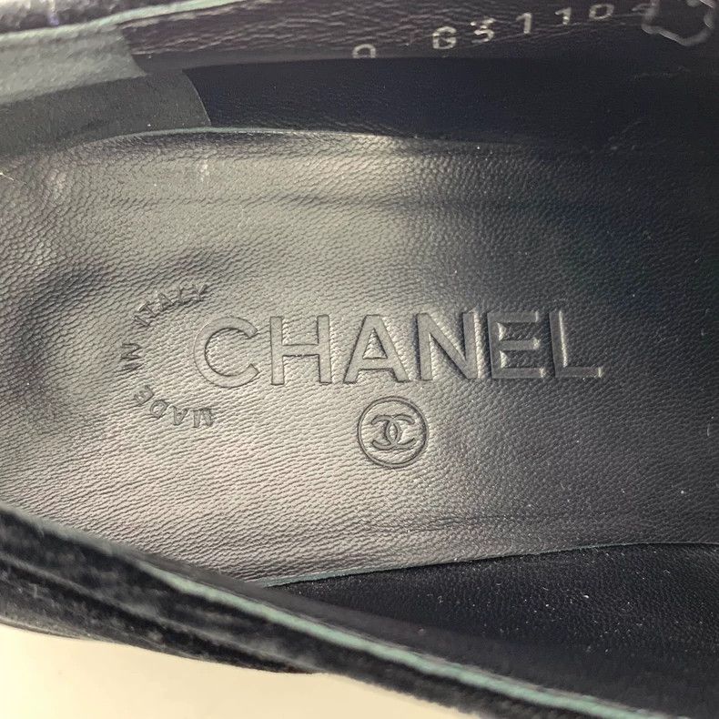 Chanel Chanel Black Velvet Patent Leather Loafers - dmc Size US 8 / EU 41 - 8 Thumbnail