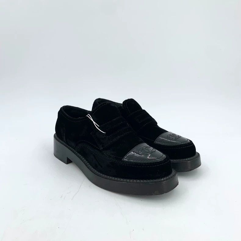 Chanel Chanel Black Velvet Patent Leather Loafers - dmc Size US 8 / EU 41 - 2 Thumbnail