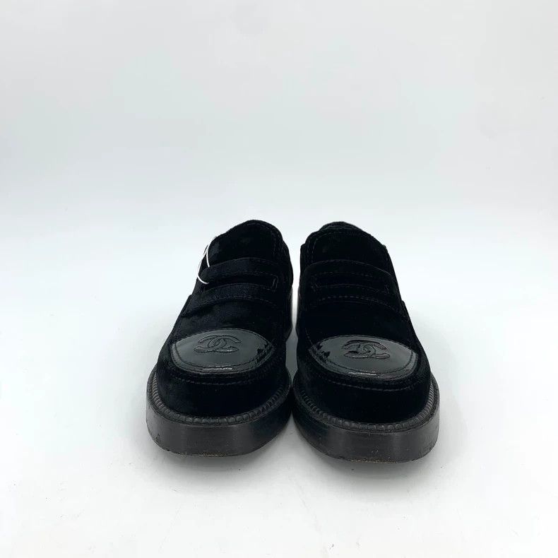 Chanel Chanel Black Velvet Patent Leather Loafers - dmc Size US 8 / EU 41 - 3 Thumbnail