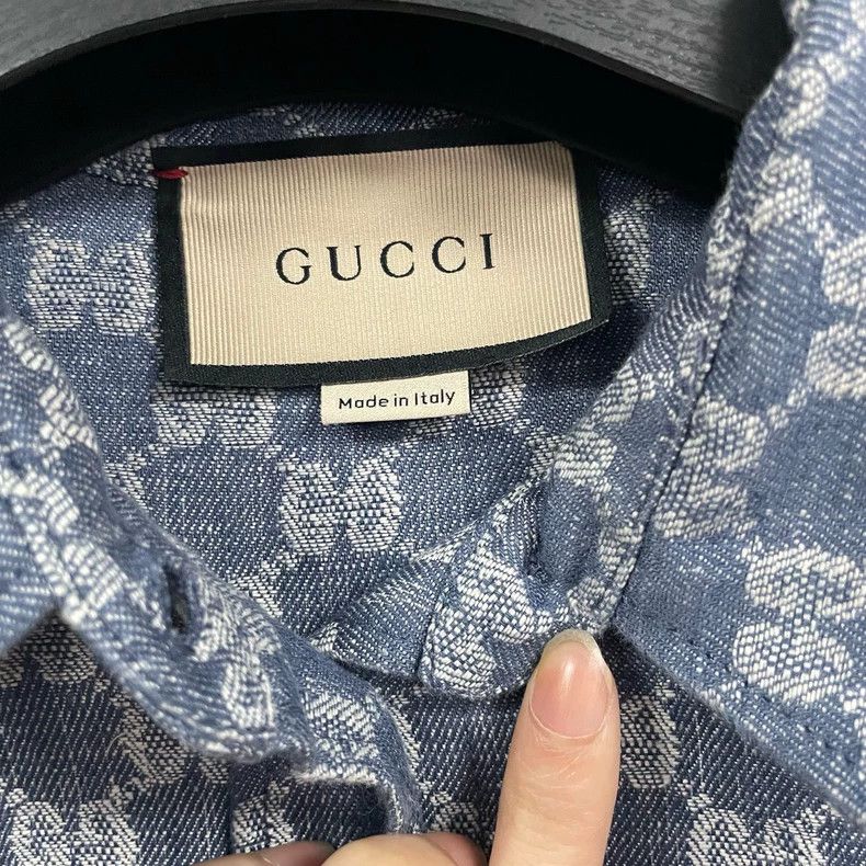 Gucci Gucci Blue Monogram Short Sleeve Shirt - dmc Size US L / EU 52-54 / 3 - 3 Thumbnail