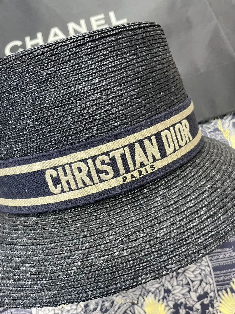 Dior Dior Blue Embroidered Straw Bucket Hat - dmc Size ONE SIZE - 2 Thumbnail