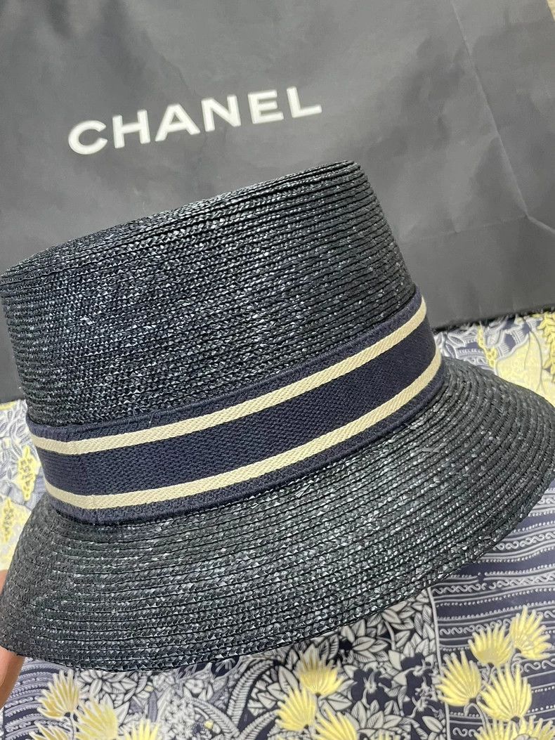 Dior Dior Blue Embroidered Straw Bucket Hat - dmc Size ONE SIZE - 3 Thumbnail