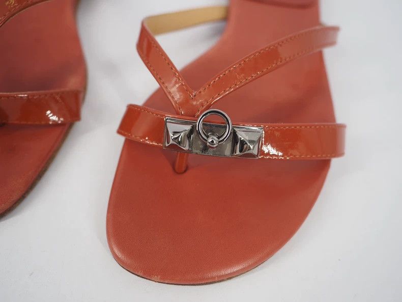 Hermes Hermes Red Leather Flip Flops - dmc Size US 5 / EU 37 - 3 Thumbnail