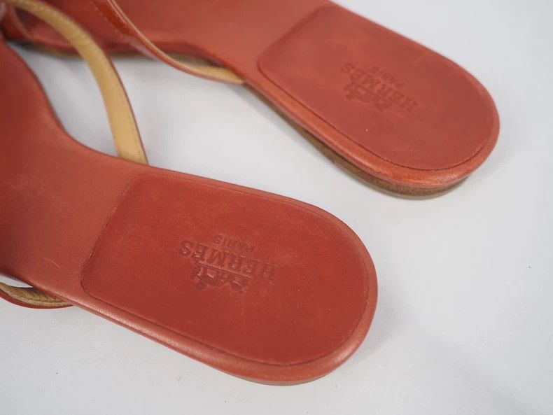 Hermes Hermes Red Leather Flip Flops - dmc Size US 5 / EU 37 - 4 Thumbnail