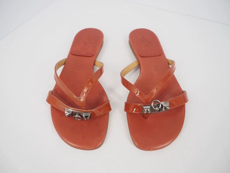 Hermes Hermes Red Leather Flip Flops - dmc Size US 5 / EU 37 - 2 Thumbnail
