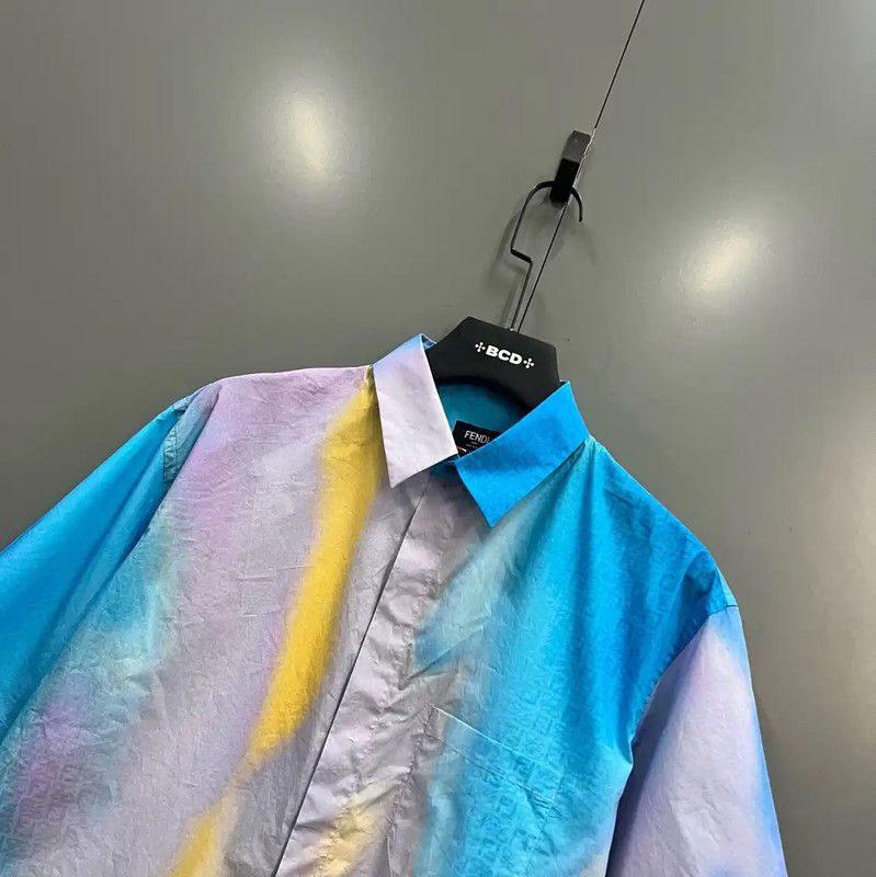 Fendi Fendi Multi-Color Short Sleeve Cotton Shirt 0089 Size US M / EU 48-50 / 2 - 2 Thumbnail