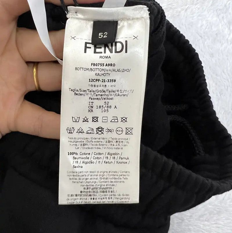 Fendi Fendi Casual Black Cotton Pants for Men 0089 Size US 30 / EU 46 - 4 Thumbnail