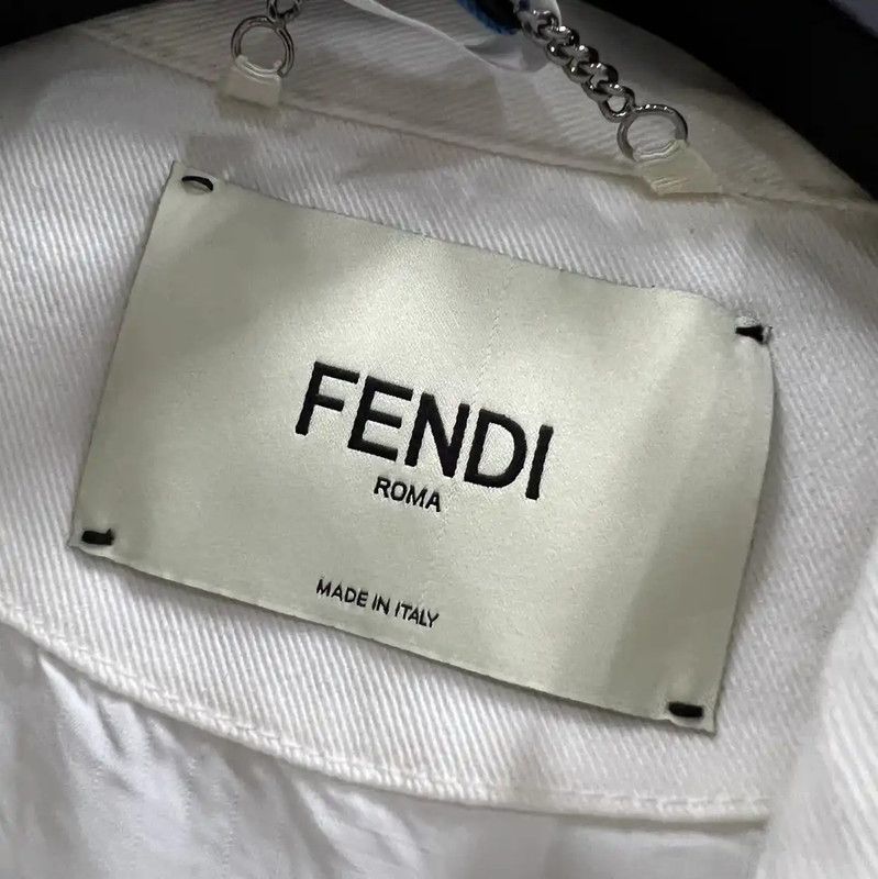Fendi Fendi White Cotton Long Sleeve Jacket 0089 Size US M / EU 48-50 / 2 - 4 Thumbnail