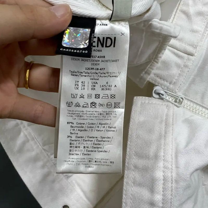 Fendi Fendi White Cotton Long Sleeve Jacket 0089 Size US M / EU 48-50 / 2 - 3 Thumbnail