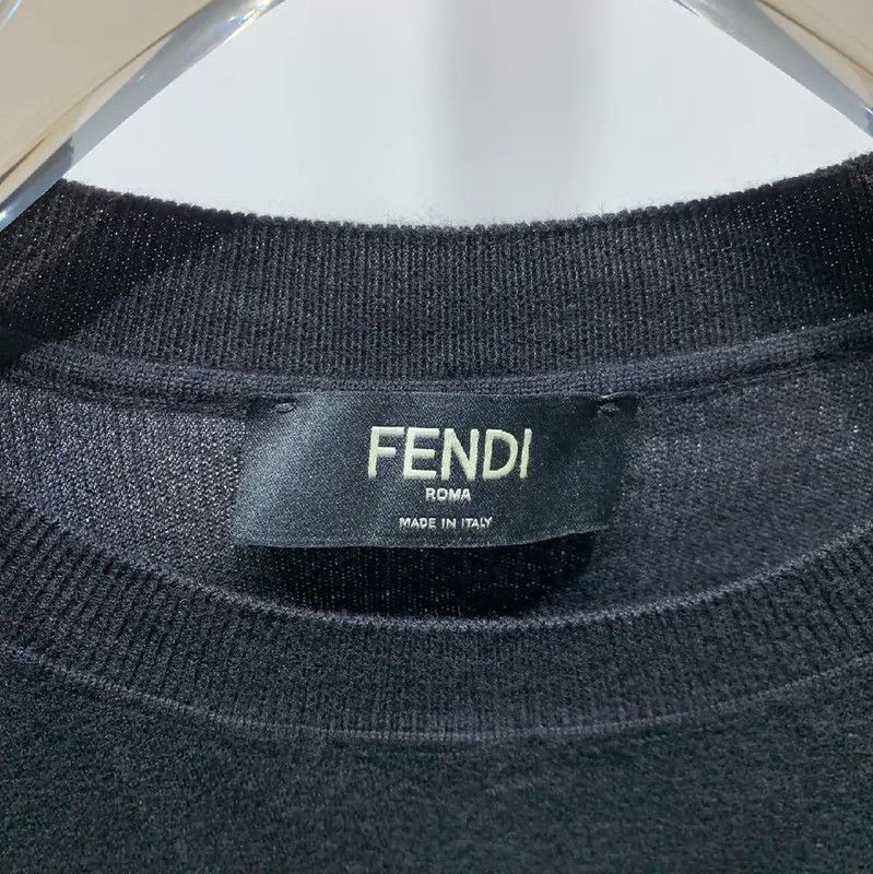 Fendi Fendi Black Wool Knit Sweater for Men 0089 Size US M / EU 48-50 / 2 - 2 Thumbnail