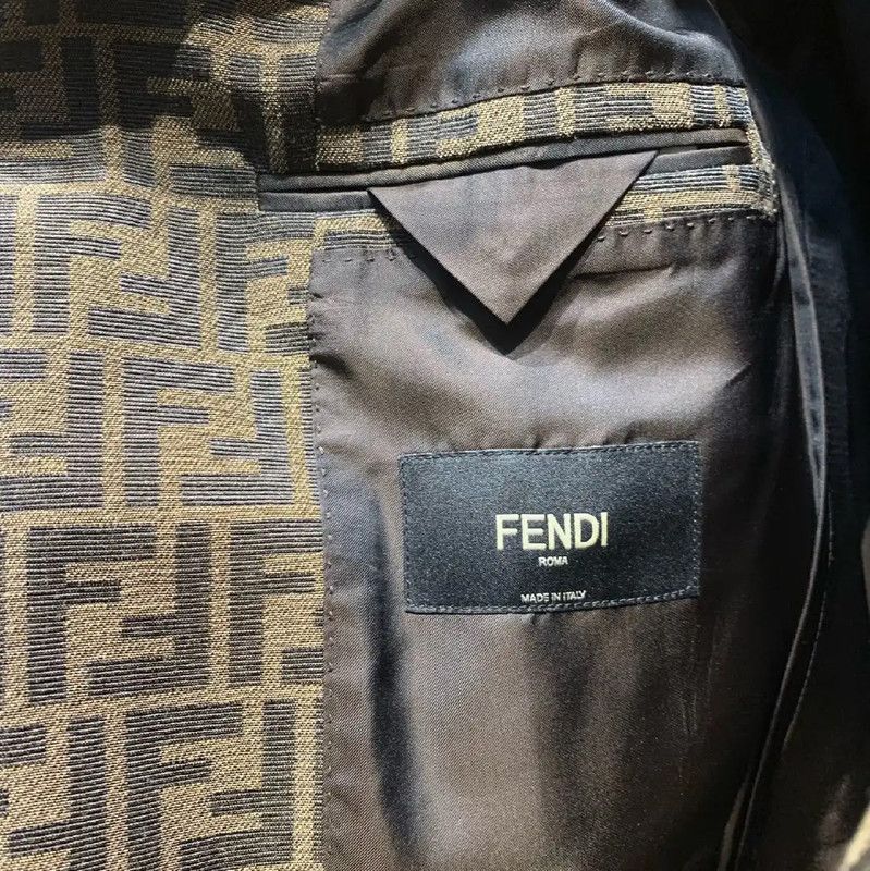 Fendi Fendi Graphic Khaki Cotton Blazer for Men 0089 Size US M / EU 48-50 / 2 - 2 Thumbnail